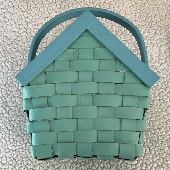 Easter Basket Kids Woven Wood with Handle Bunny Face - Picture 4 of 10